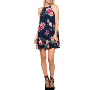 Everly navy blue Rose floral dress size small like new worn once spring s